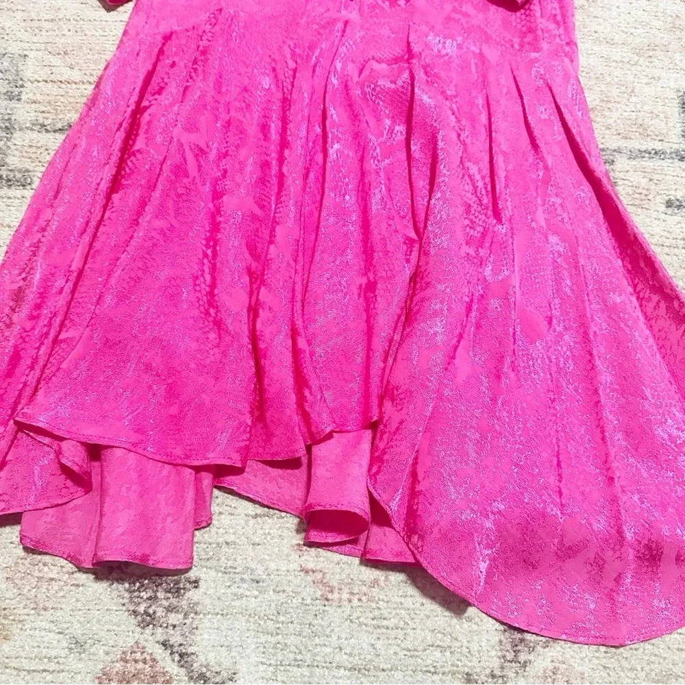NWT Karen Millen Animal jacquard button up floppy dress in pink size 4 - Picture 3 of 16
